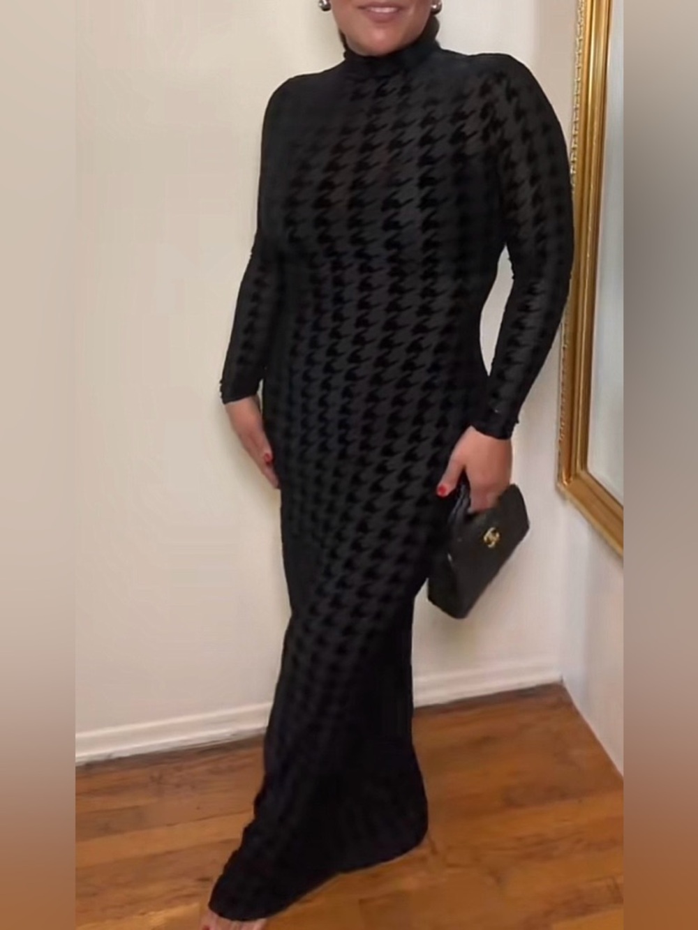 Naked Wardrobe- Burnout print turtleneck maxi